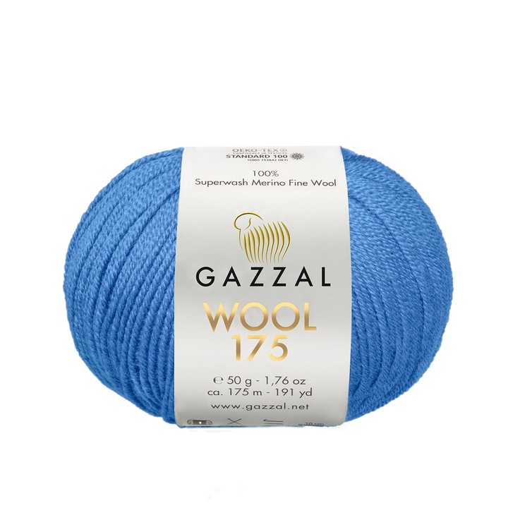 Garn Gazzal Wool 175, 100% lana merino, 50g/175m, 3,5-4mm