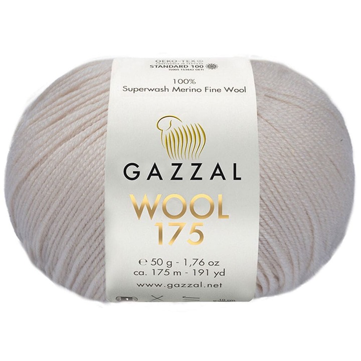Garn Gazzal Wool 175, 100% lana merino, 50g/175m, 3,5-4mm
