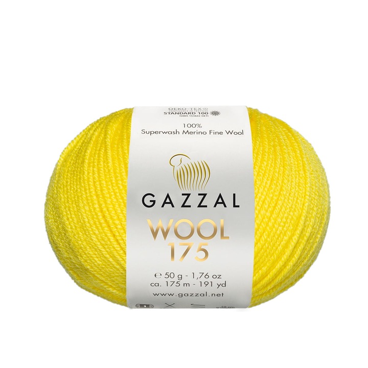 Garn Gazzal Wool 175, 100% lana merino, 50g/175m, 3,5-4mm, multicolor