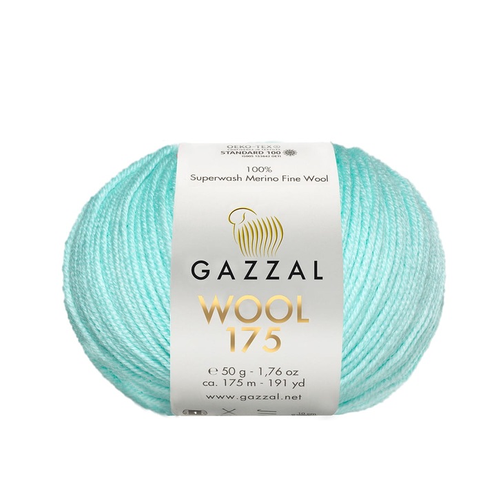 Garn Gazzal Wool 175, 100% lana merino, 50g/175m, 3,5-4mm, multicolor