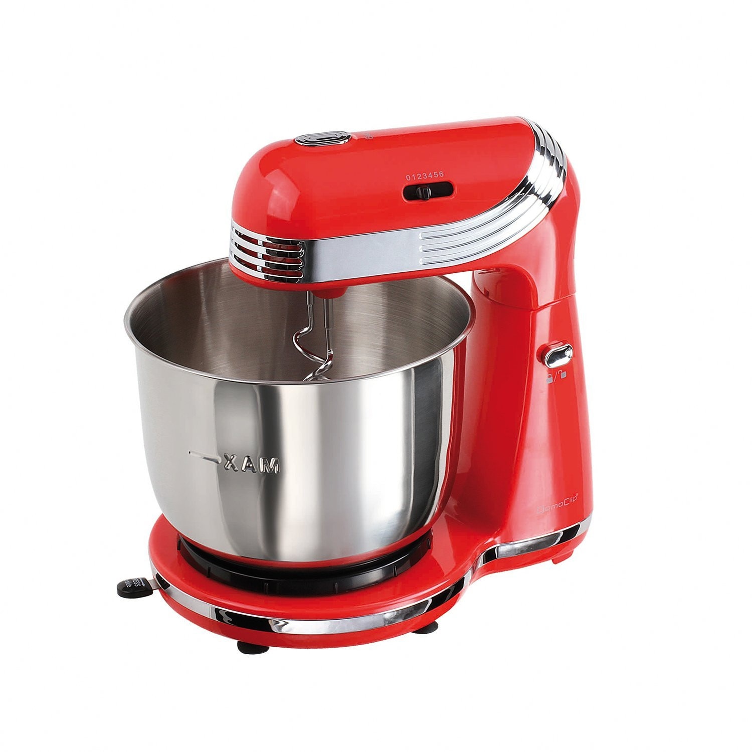 Mixer multifunctional cu bol DomoClip DOP137R, 250W, 6 viteze, 2 accesorii, bol 3 l din inox , Rosu