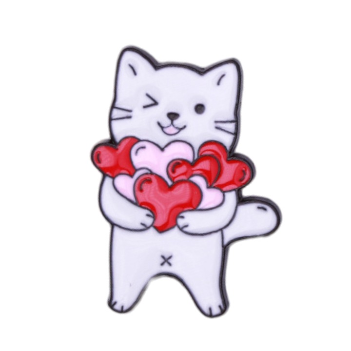 Martisor Brosa Pisica Daruind Inimi