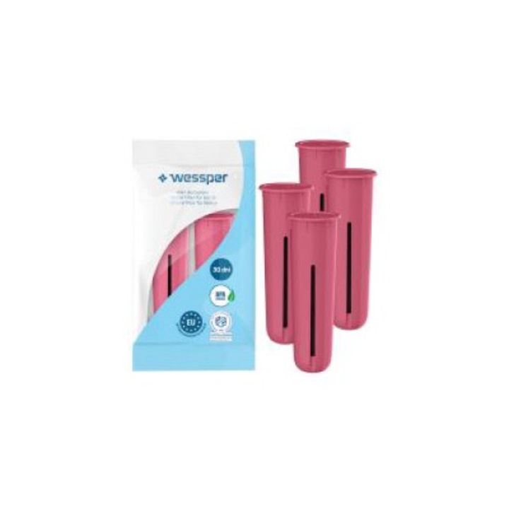 Filtru Wessper pentru sticle Dafi, Aqualogis Aqua&Go 750ml, set 4 bucati, elimina clorul, 70x23mm, roz