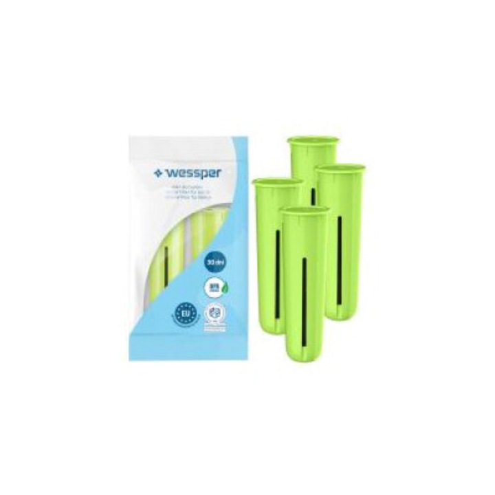 Filtru Wessper pentru sticle Dafi, set de 4, elimina clorul, imbunatateste gustul apei, verde, 70x23x20mm