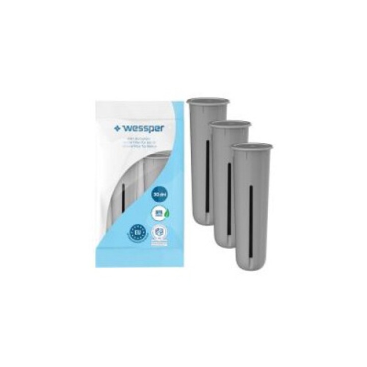 Filtru Wessper pentru sticle Dafi, set 3 bucati, imbunatateste gustul apei, 70x23mm, gri