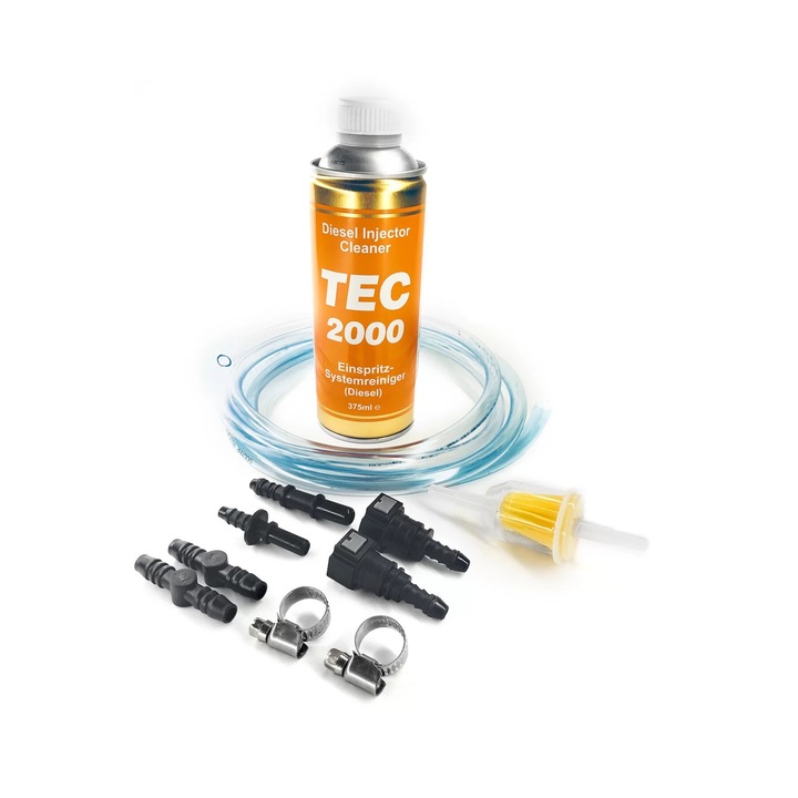 Aditiv de curatare TEC2000 Diesel Injector Cleaner, 375ml, set complet pentru curatarea injectoarelor, 8 mm