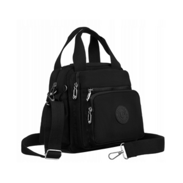 Női táska, Peterson, nylon, fekete, 24x27,5x19cm