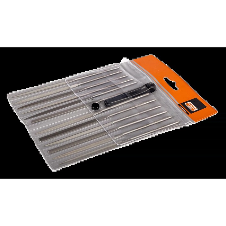 Set 12 pile de finisare Bahco, diverse forme, 160mm