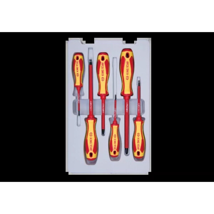 Szigetelt csavarhúzó készlet 6 részes, King Tony, PH No.0, No.2, No.3, lapos 3x75, 4x100, 6.5x150