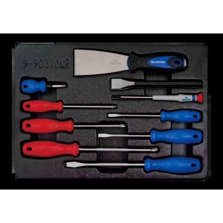10 darabos csavarhúzó készlet spatulával és vágóéllel, King Tony