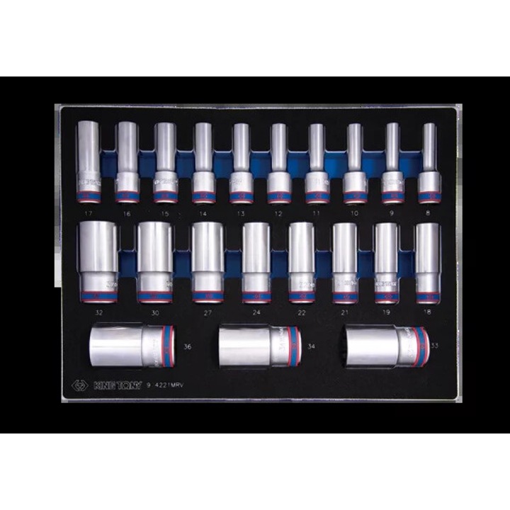 Set chei cu nasade 1/2" 21 piese, King Tony, 8-36mm