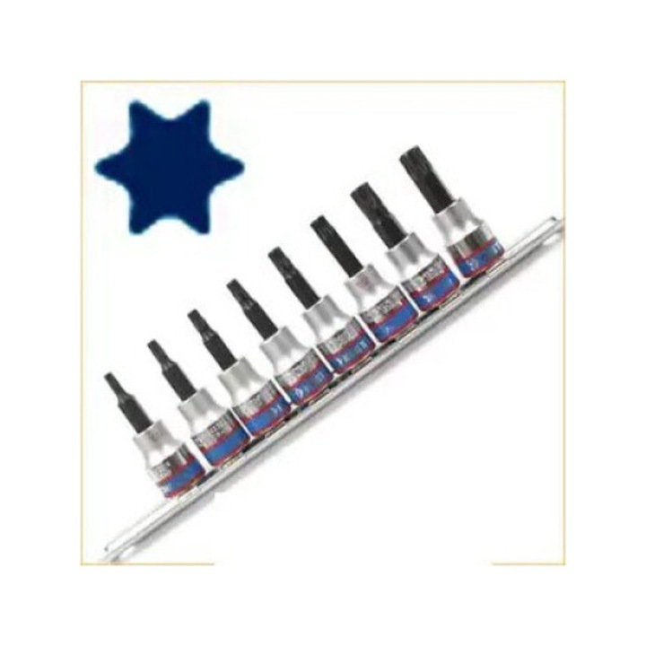 Set nasadki TORX 3/8" 8 piese T15 - T50, sina 210 mm, King Tony