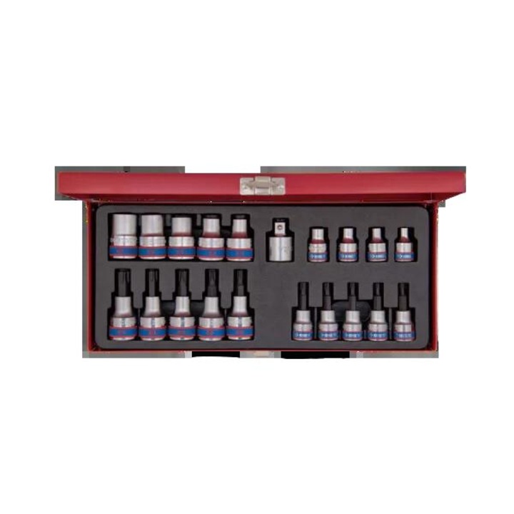 Set chei TORX si HEX 3/8"+1/2", King Tony, E6-E20, T30-T55, 20 bucati