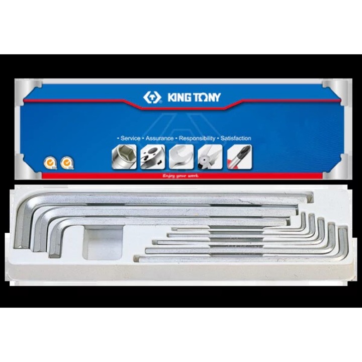 Set chei imbus extra lungi 8 piese, King Tony, 1/8 - 9/16", cutie