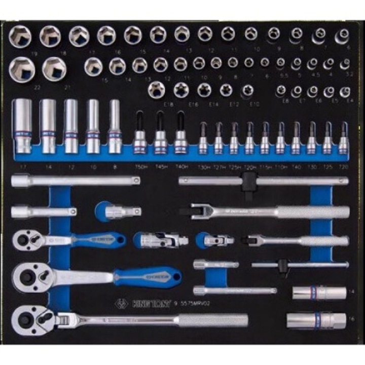 Set chei fixe King Tony, 17x24mm, 75 piese, cu accesorii