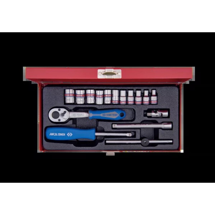 Set unelte 1/4", King Tony, 16 piese, metalica, cu ratchet si accesorii