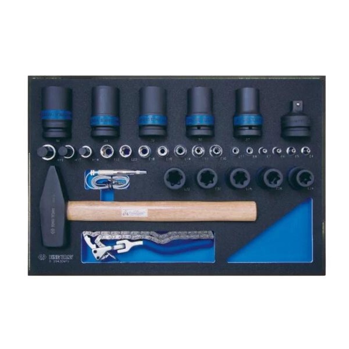 Set unelte auto, King Tony, 30 piese, ciocan, reductie, proba, cheie pentru filtre, 560x375mm