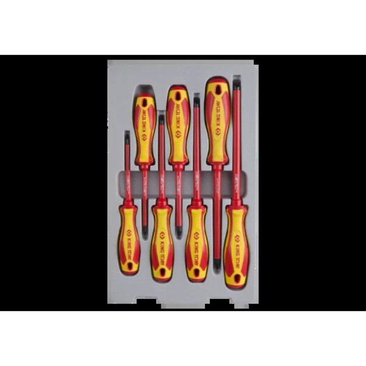 King Tony szigetelt csavarhúzó készlet, 7 darabos, 1kV, különböző méretek