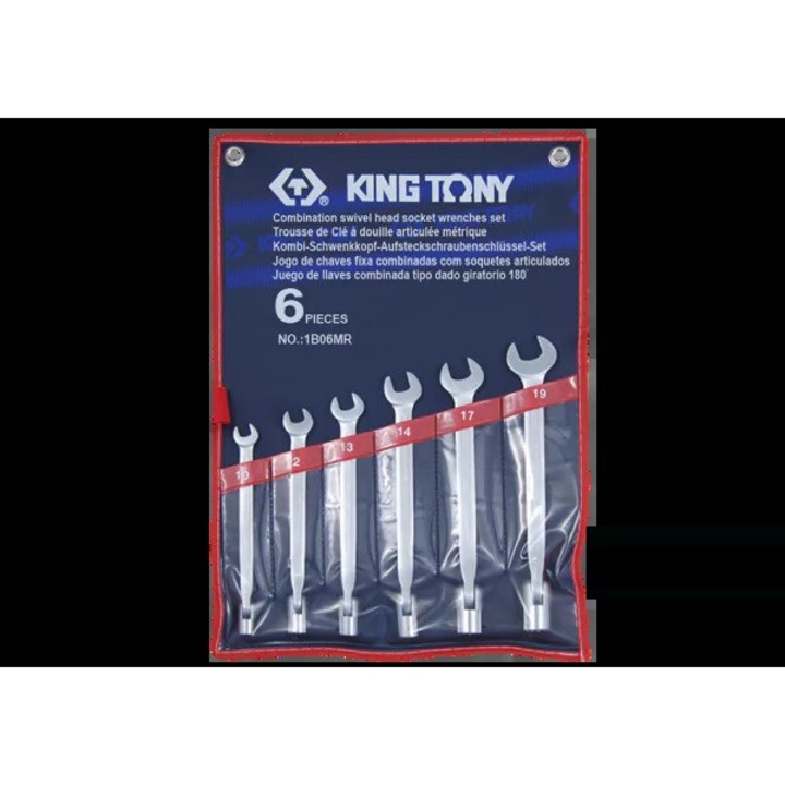 Set chei plasko-nasade 6 piese, King Tony, 10x19mm, crom-vanadiu, etui