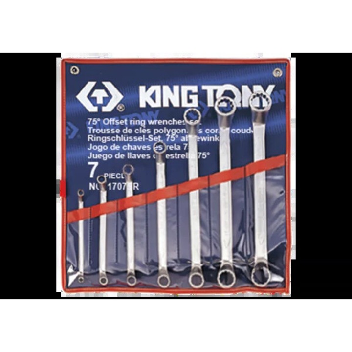 Set chei ochiuri indoite 75°, King Tony, 7 piese, dimensiuni 1/4" - 1-1/8", etui inclus