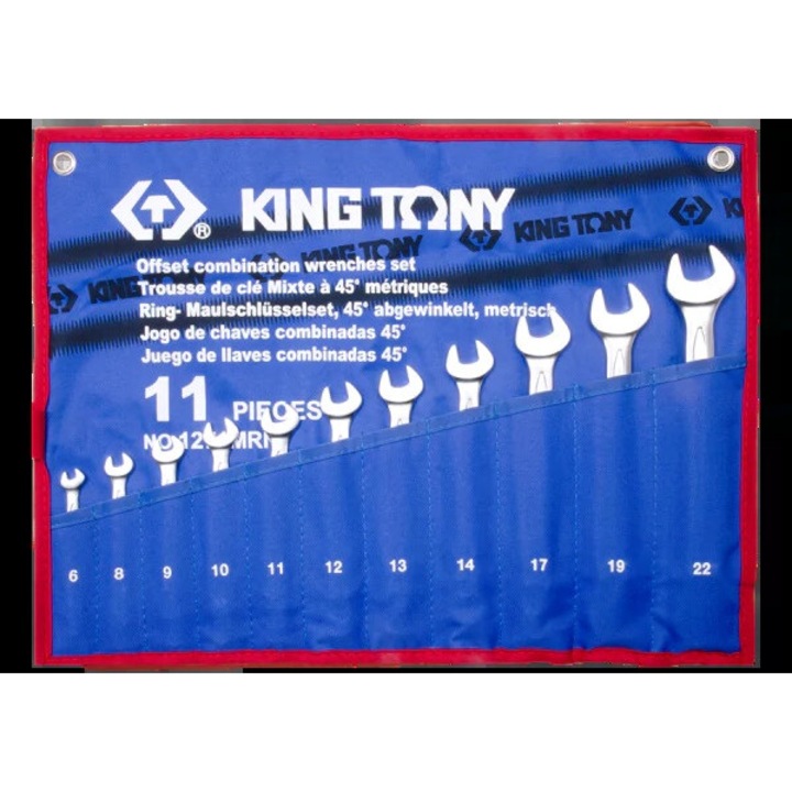 Set chei plasko-oczkowe 11 piese, King Tony, 6x22mm, etui