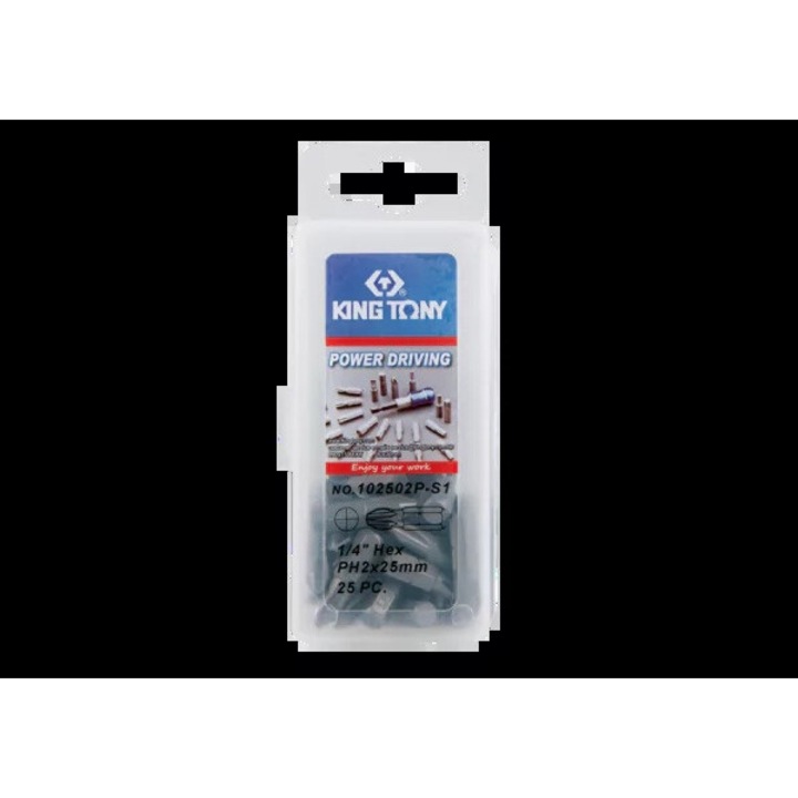 Set de biti 1/4" PH2, 25mm, 25 bucati, King Tony