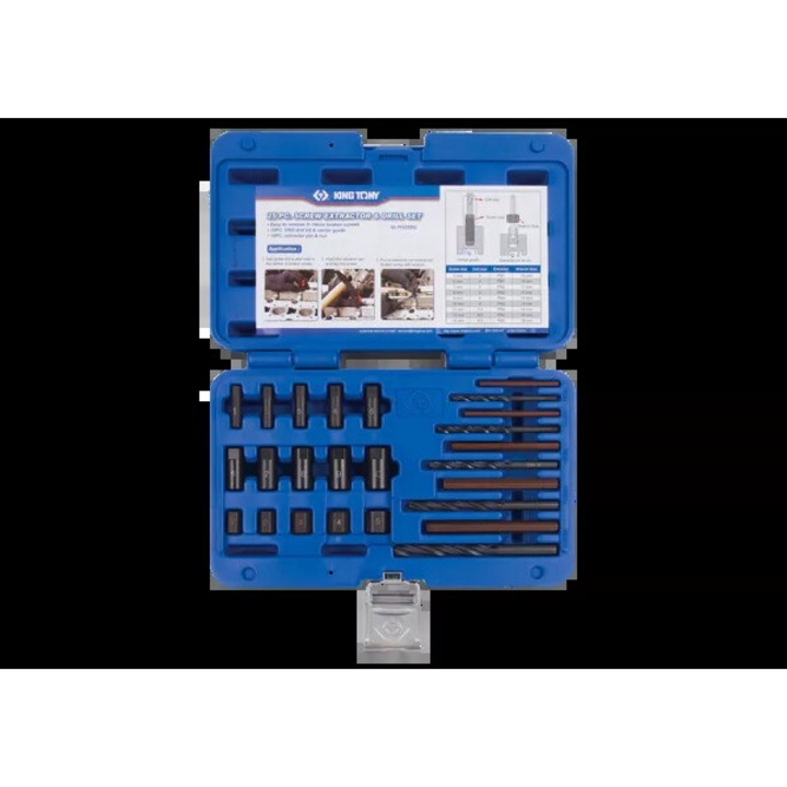 Set de burghie si chei pentru suruburi deteriorate, 25 piese, King Tony, M5-M14, HSS