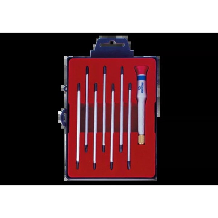 Precíziós csavarhúzó készlet, King Tony, 7 fej, többszínű, 32607MR