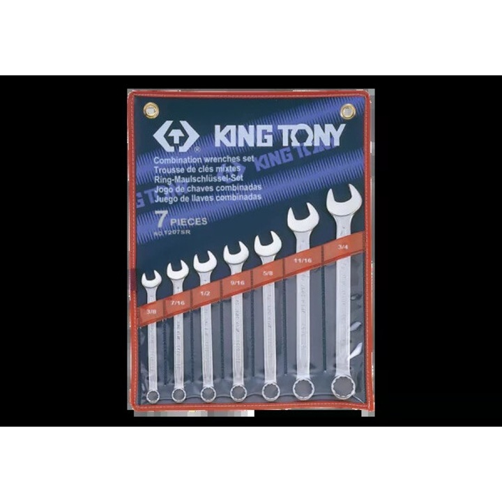 Set chei plasko-oczkowe 3/8 - 3/4", 7 buc, cu etui, King Tony