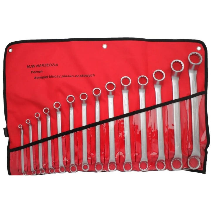 MJW 6-32 mm-es, 14 darabos, CrV acélból készült, szatén bevonatú, hajlított kulcskészlet