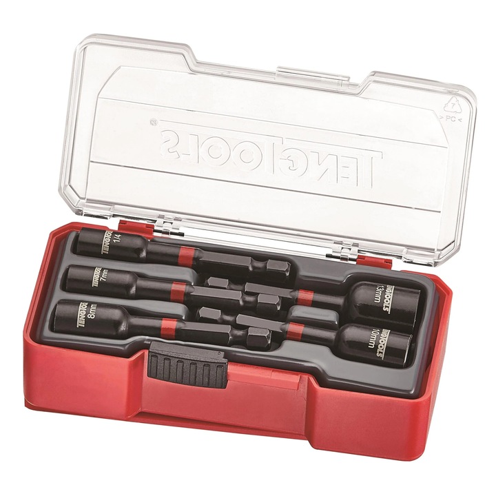 Set 5 suporturi pentru surubelnite cu impact, Teng Tools, 65mm, cu magnet