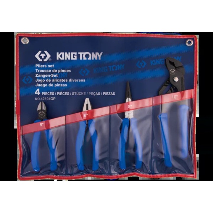 Set de clesti King Tony, 4 piese, clesti ajustabili, clesti taitori, etui