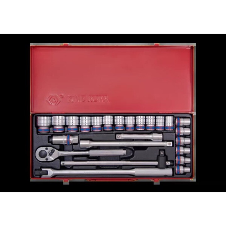 Set unelte 1/2" King Tony, 24 piese, 10x32mm, cu gratar si accesorii, in cutie metalica
