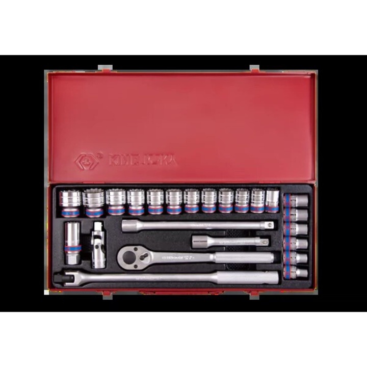 Set unelte 1/2" King Tony, 24 piese, 10x32mm, cu gratar si accesorii, in cutie metalica