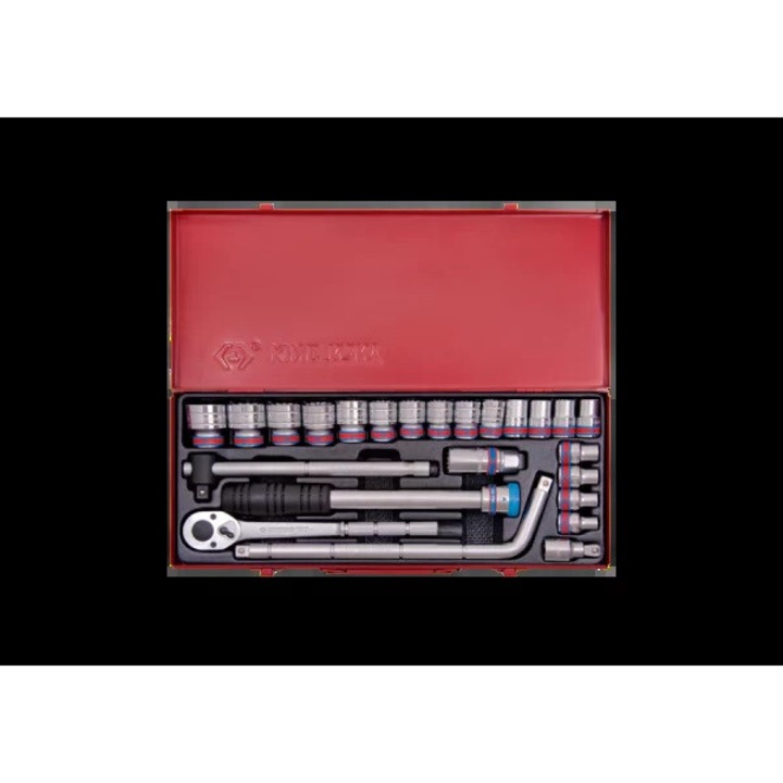 Set unelte 1/2" King Tony, 24 piese, nasadki scurte 6-kat, metalica, 5/16" - 1-1/4"