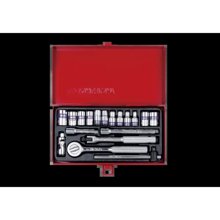 Set chei 1/4" King Tony, 18 piese, 6/8-kat, 4-12mm, cu gratar si accesorii