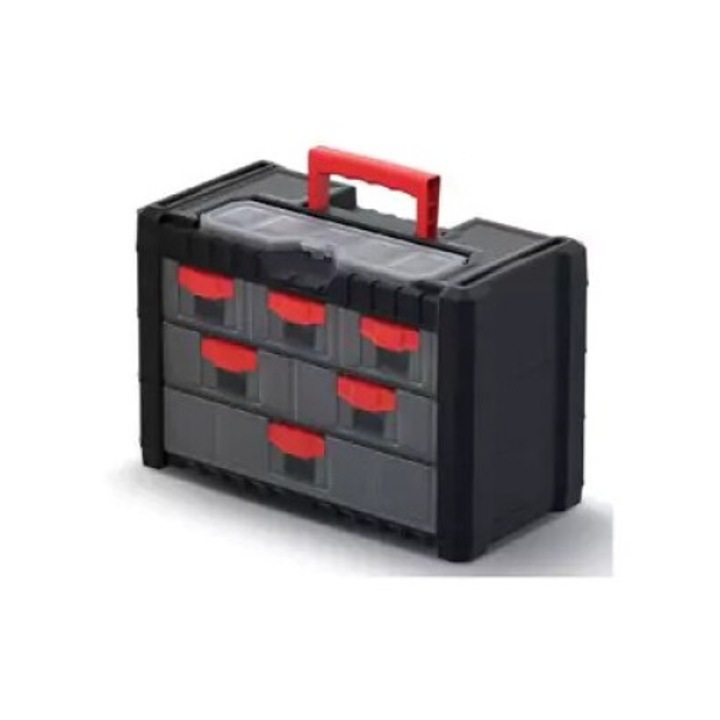 Organizator cu 6 sertare, Kistenberg, 400x200x260mm, posibilitate de prindere pe perete, maner pentru transport