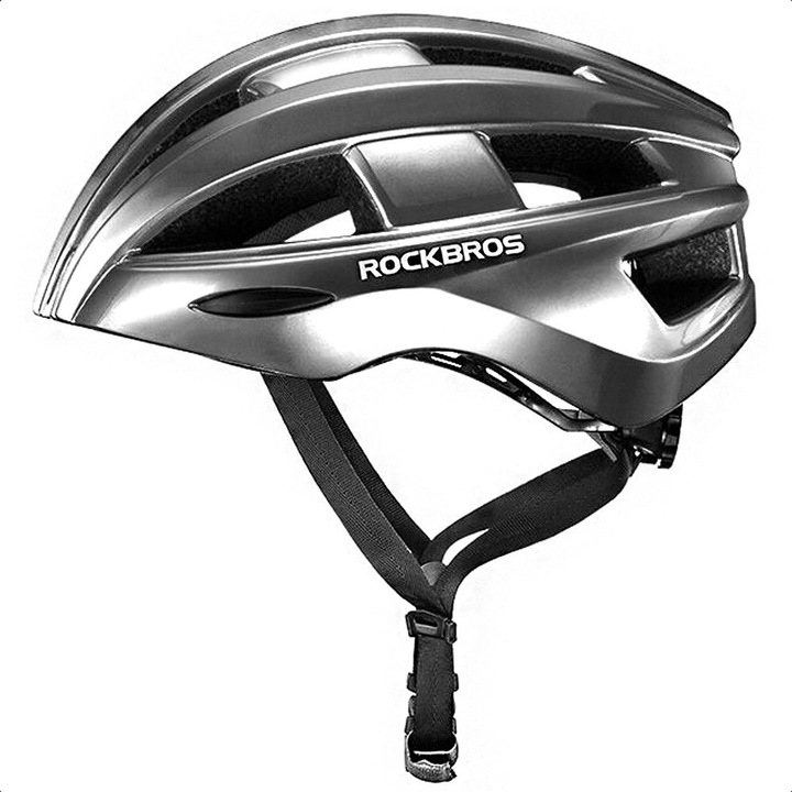 Велосипедна каска Rockbros ZK-013TI, с усъвършенствана вентилационна система, вградени светодиоди, сива