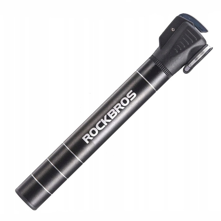 Велосипедна помпа Rockbros JG-1040B, черна, алуминиева, максимално 10 бара, компактна