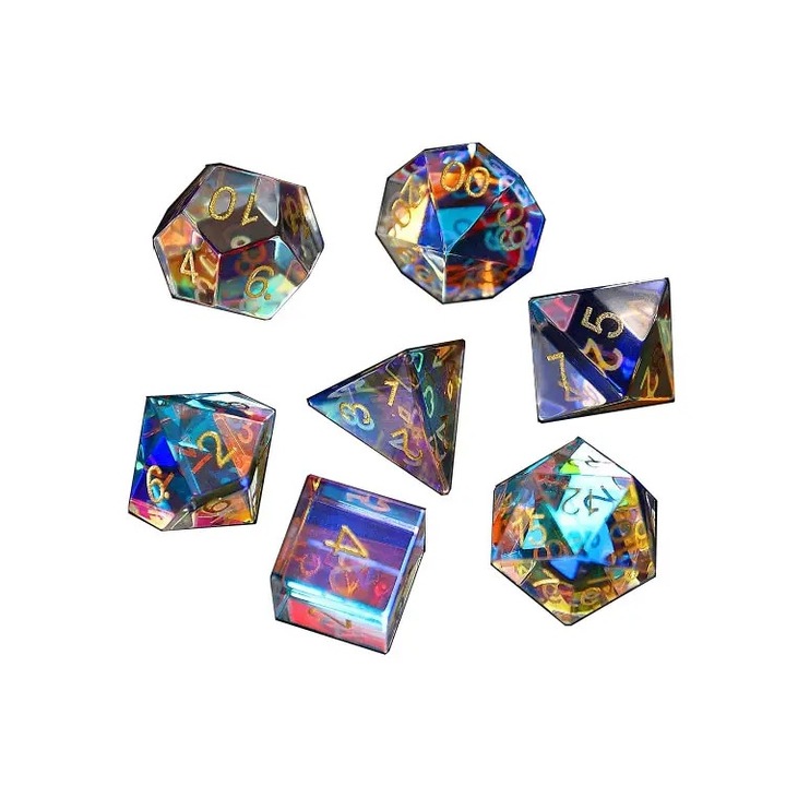 7 db tarka üveg dobókocka készlet társasjátékokhoz