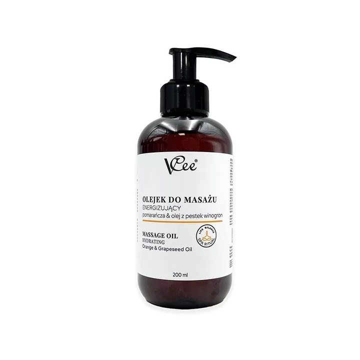 Energetizáló masszázsolaj 200ml VCee - Orange & Grapeseed Oil