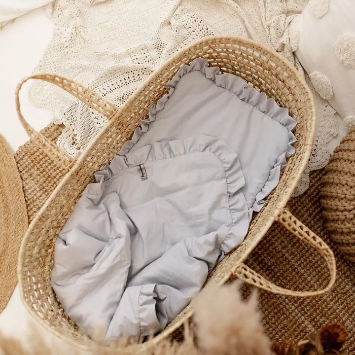 Set lenjerie de pat pentru bebelusi, Muminky, 75x100cm, gri, bumbac, umplutura antialergica