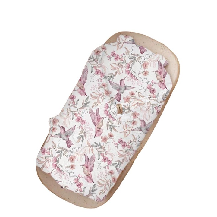 Бебешко одеяло Муминки, муселин, принт, розово 75x75см