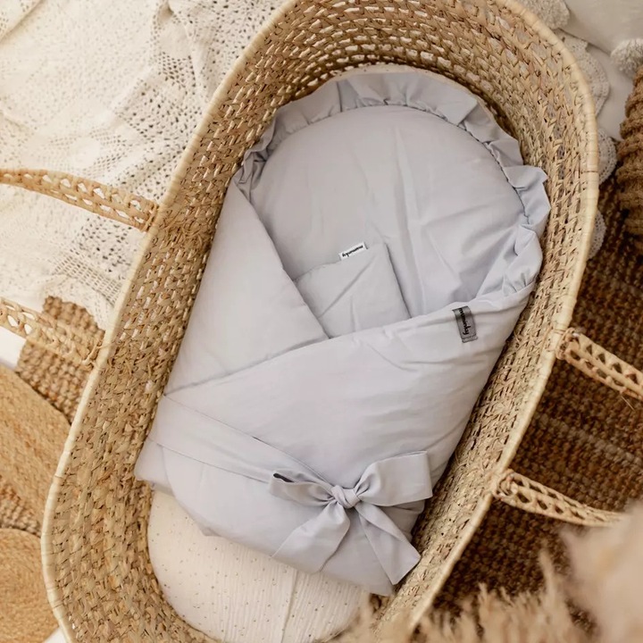 Повивалник Muminky, 100% сатениран памук, хипоалергичен, 75x75 см, светло сив