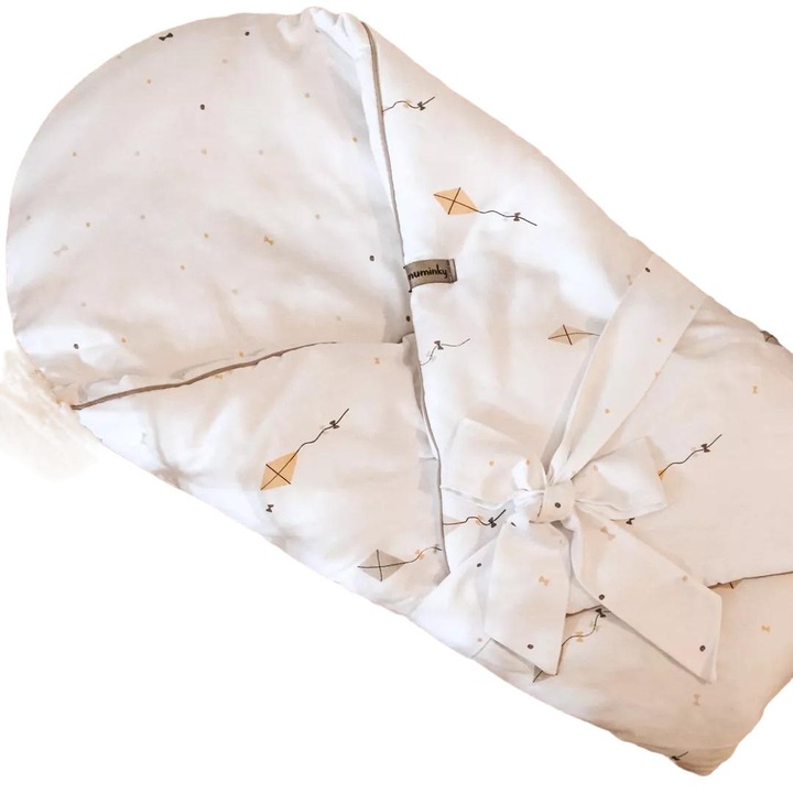 Бебешко одеяло Муминки, 75x75см, сатен/памук, антиалергично, с ракети и точки