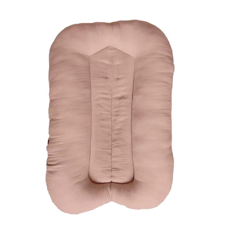 Pozitionator pentru bebelusi Muminky, muselina, 50x90cm, umplutura antialergica, roz prafuit