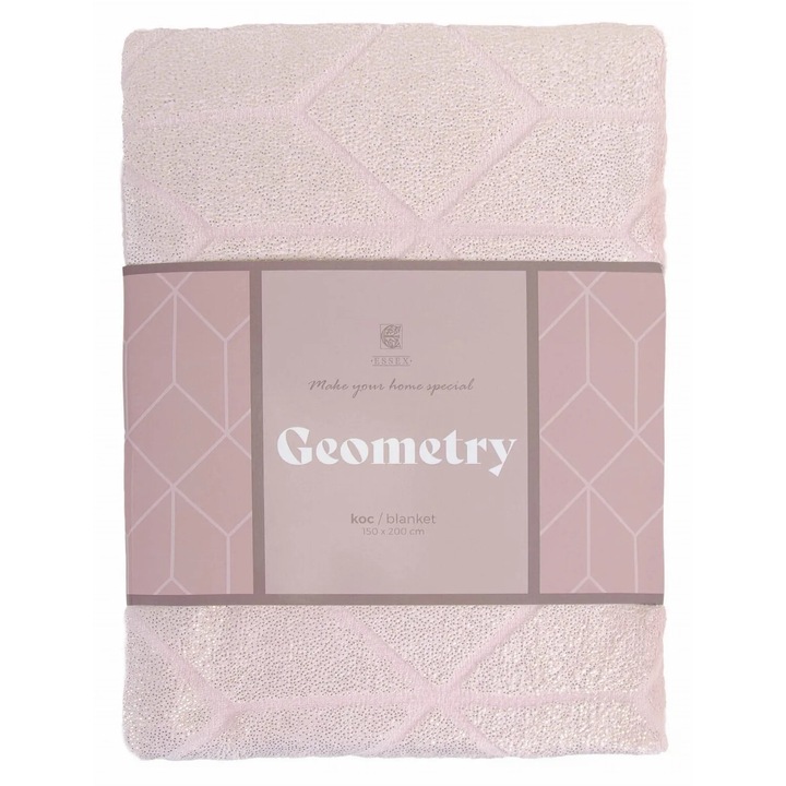 Patura Geometry, Essex, Microfibra, 150x200 cm, Roz