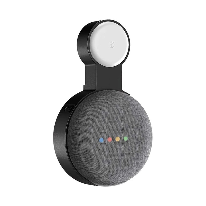 Fali tartó Google Home Mini, QttvbTna, fekete/fehér, egyszerű telepítés, nincs lyuk, kábelkezelés