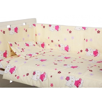 Lenjerie patut cu 4 piese Kitty Crem Lenjerie patut cu 4 piese Kitty Crem