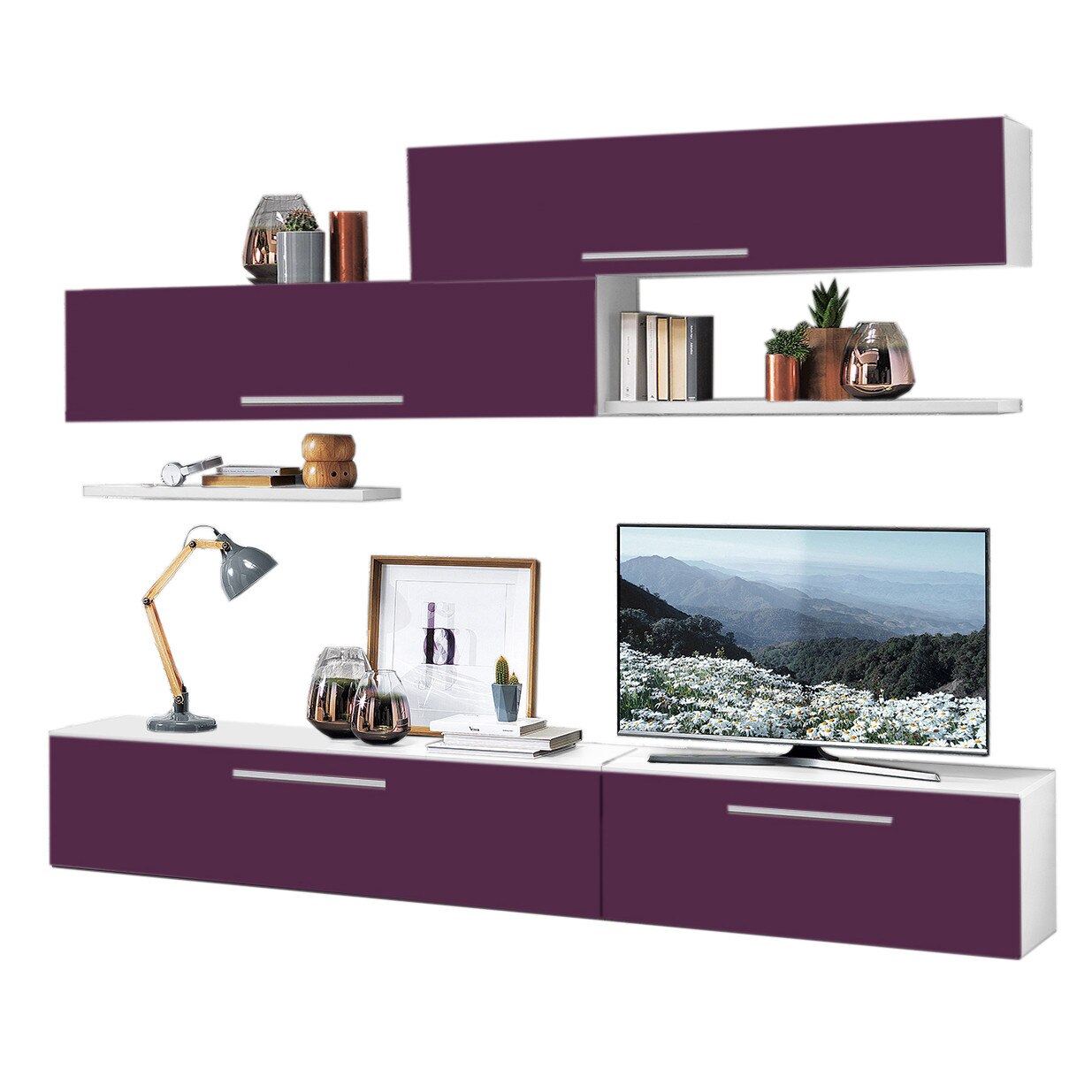 Living Marco, 2 metri, Alb/Violet